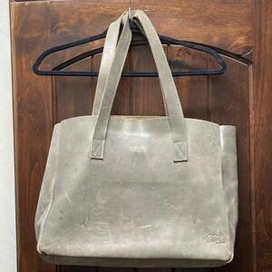 Handmade Harvest Ethiopia Leather tote, grey